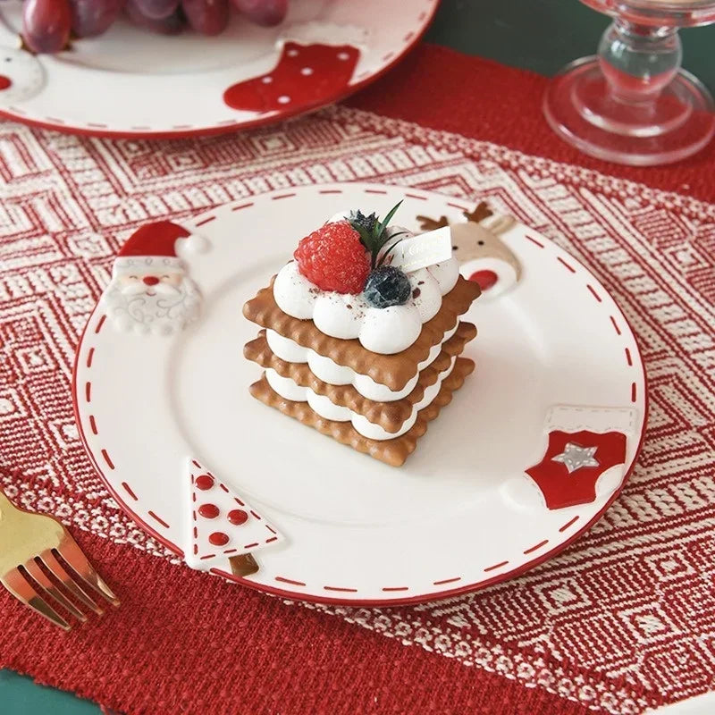 Santa Claus Ceramic Dessert Plate – Holiday Joy Edition