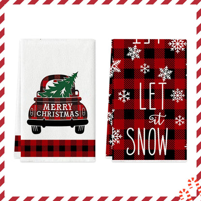 Kitchen Towels – Tree, Truck & Ornament Edition (Set of 2 / 4)