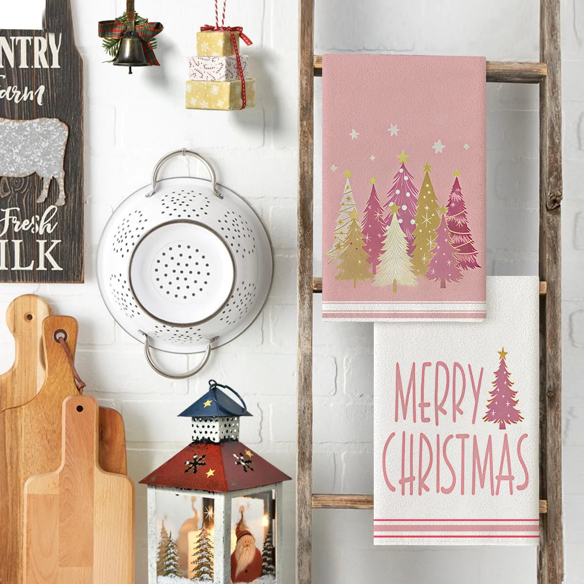 Merry Christmas Kitchen Towels – Star & Forest Edition (Set of 2 / 4)