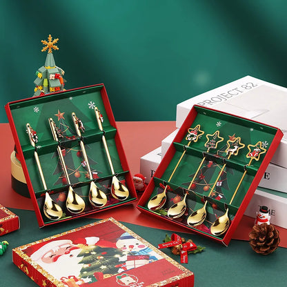 Christmas Coffee Spoon Set – 4 PCS Gold Edition