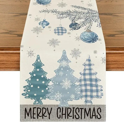 Merry Christmas Table Runner – Red Pine Tree Edition