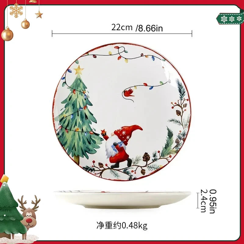 Festive Holiday Ceramic Plate – “Festive Foliage” Edition Porcelain
