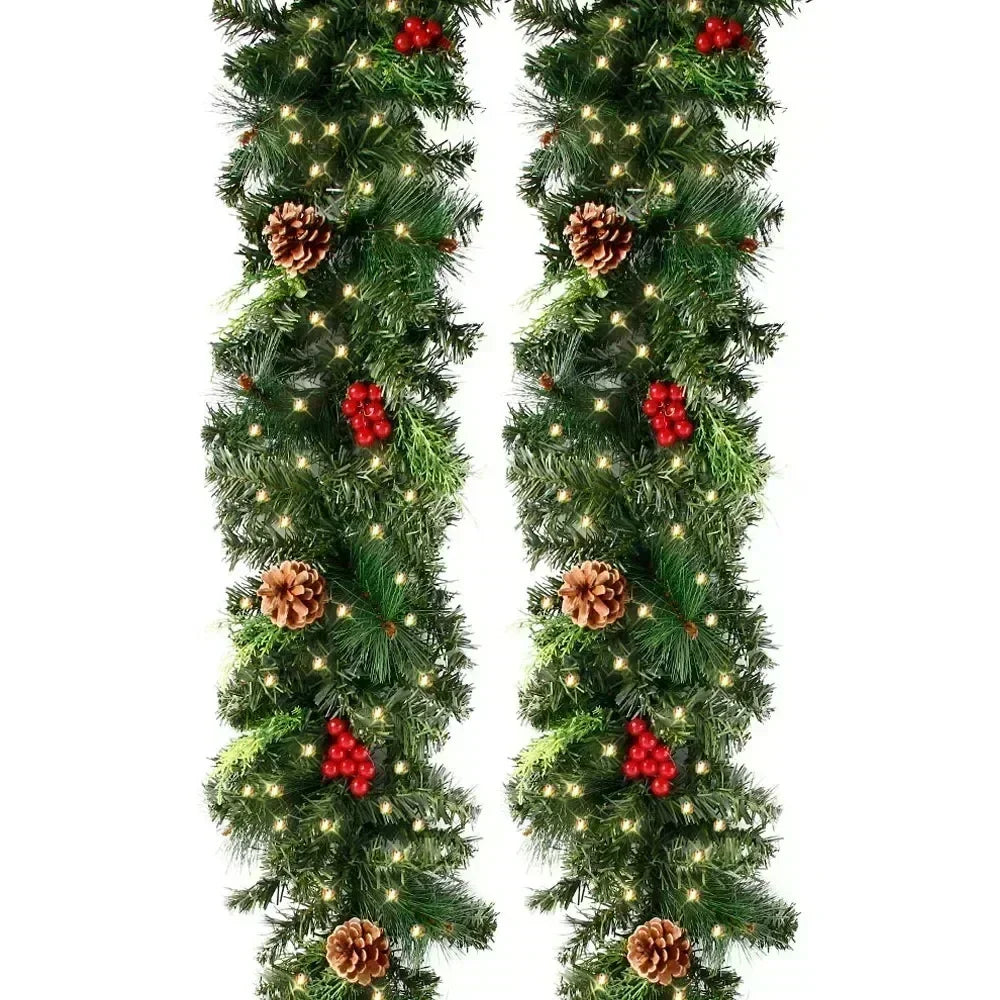 Evergreen Glow 270cm LED Christmas Garland — Pinecones & Red Berries | Seasons Co.