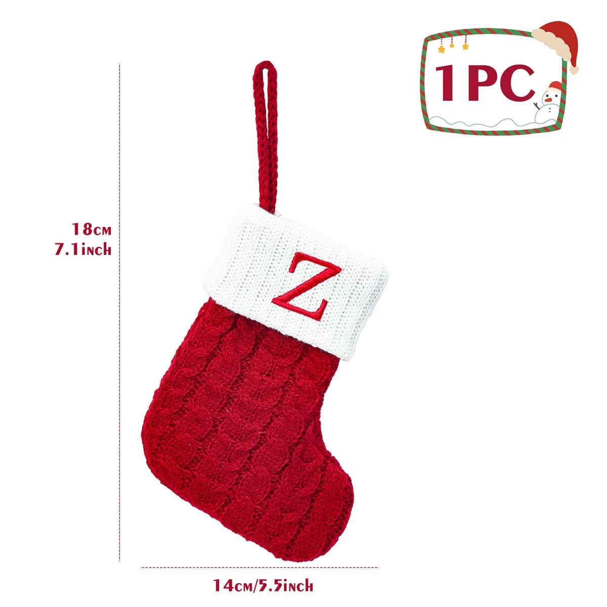 Christmas Knit Stockings – Snowflake & Letter Edition (A–Z)