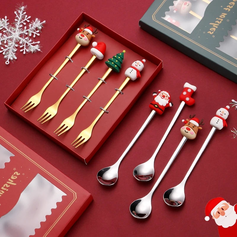 Christmas Gold & Silver Cutlery Set – Elk & Tree Edition