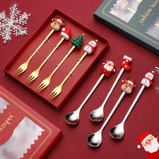 Christmas Gold & Silver Cutlery Set – Elk & Tree Edition