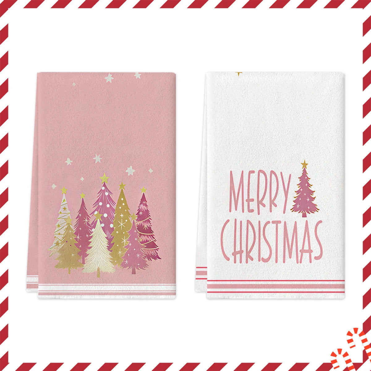 Merry Christmas Kitchen Towels – Star & Forest Edition (Set of 2 / 4)