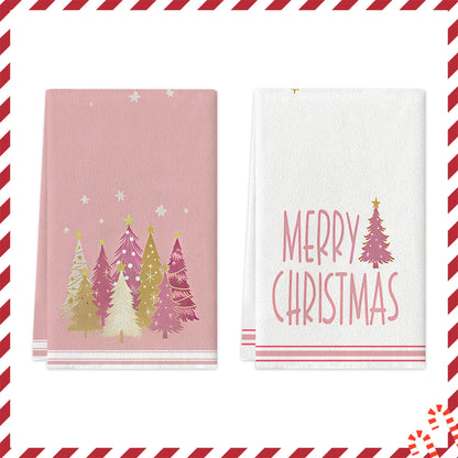 Merry Christmas Kitchen Towels – Star & Forest Edition (Set of 2 / 4)
