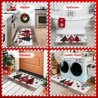 Christmas Kitchen Floor Mat – Tree & Ornament Edition (1 / 2 / 3 pcs)