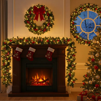 Evergreen Glow 270cm LED Christmas Garland — Pinecones & Red Berries | Seasons Co.