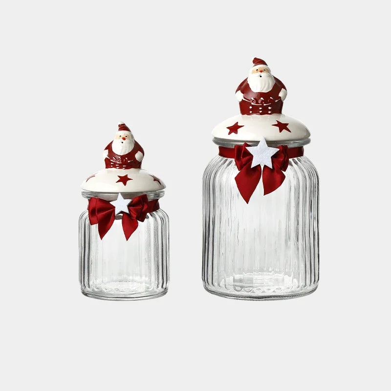 Set of Christmas Glass Cookie Jars – Festive Ceramic Lid Edition | Seasons Co.
