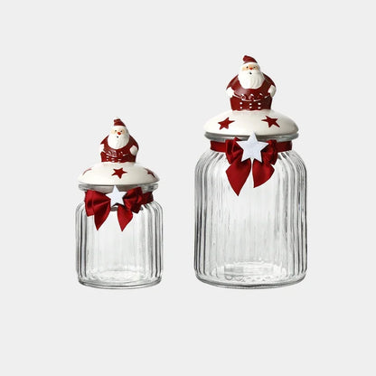 Set of Christmas Glass Cookie Jars – Festive Ceramic Lid Edition | Seasons Co.