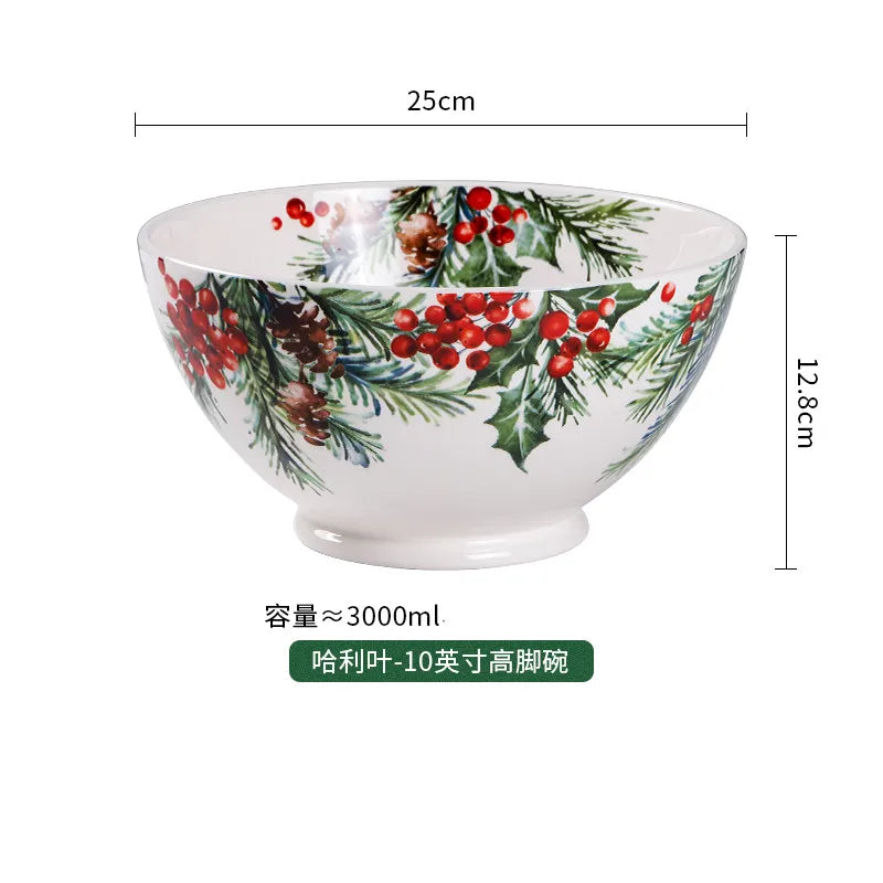 Christmas Holly Ceramic Dinner Plate – Festive Foliage Edition