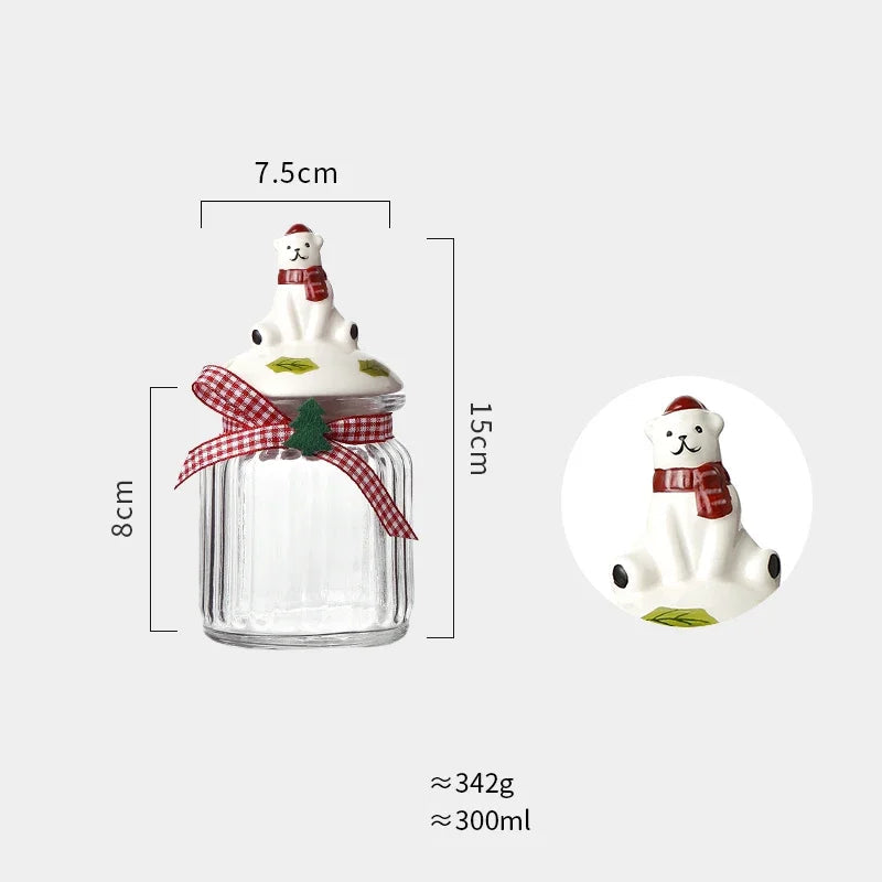 Set of Christmas Glass Cookie Jars – Festive Ceramic Lid Edition | Seasons Co.