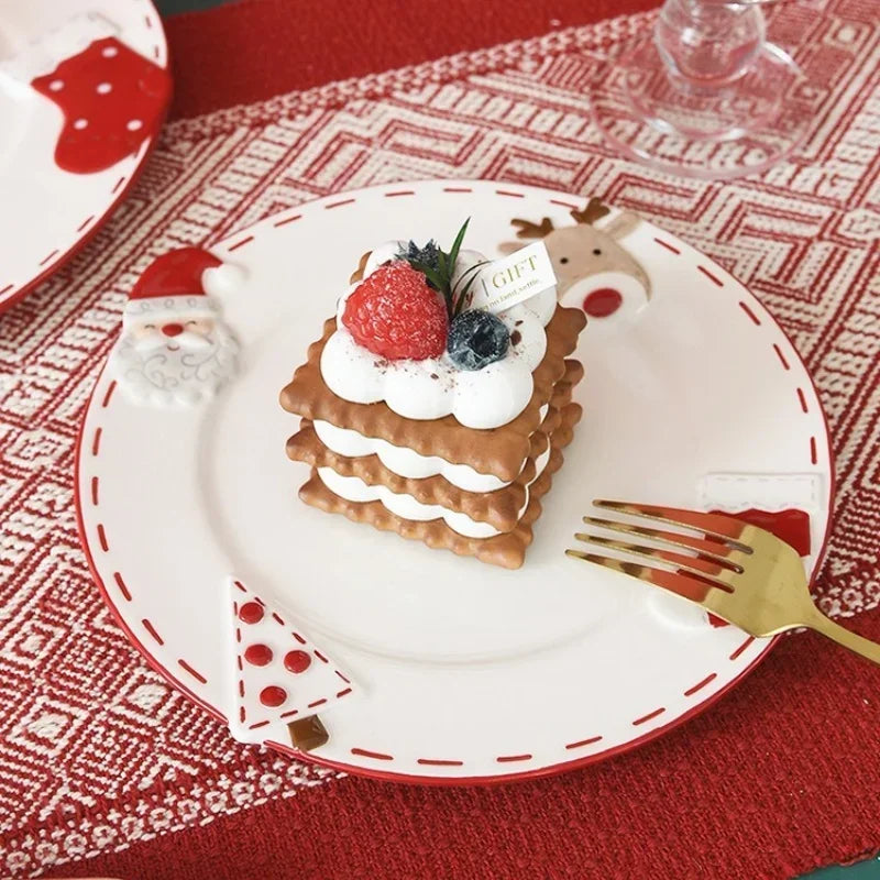 Assiette à dessert en céramique Père Noël – Édition Joie des Fêtes