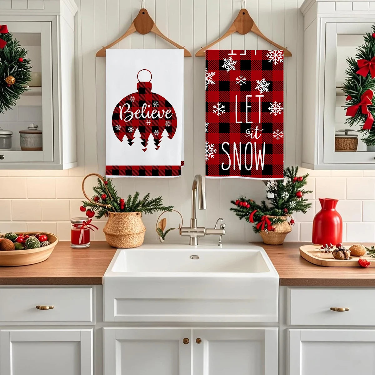 Kitchen Towels – Tree, Truck & Ornament Edition (Set of 2 / 4)