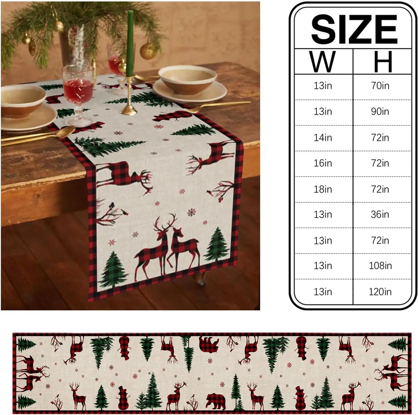 Christmas Table Runner – Reindeer & Holly Edition