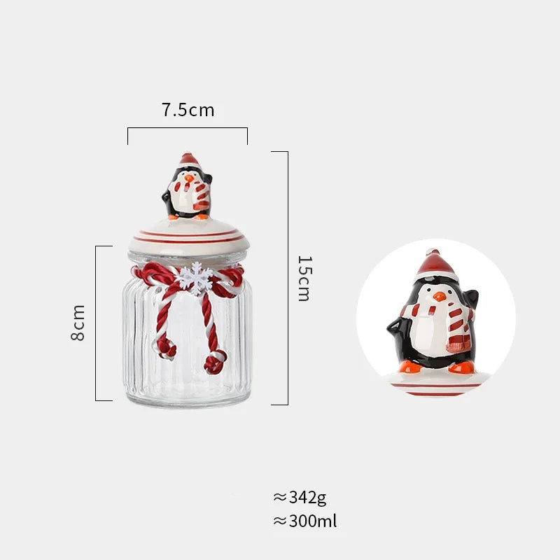 Set of Christmas Glass Cookie Jars – Festive Ceramic Lid Edition | Seasons Co.
