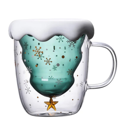Christmas Tree Double-Wall Glass Mug – Holiday Sparkle Edition
