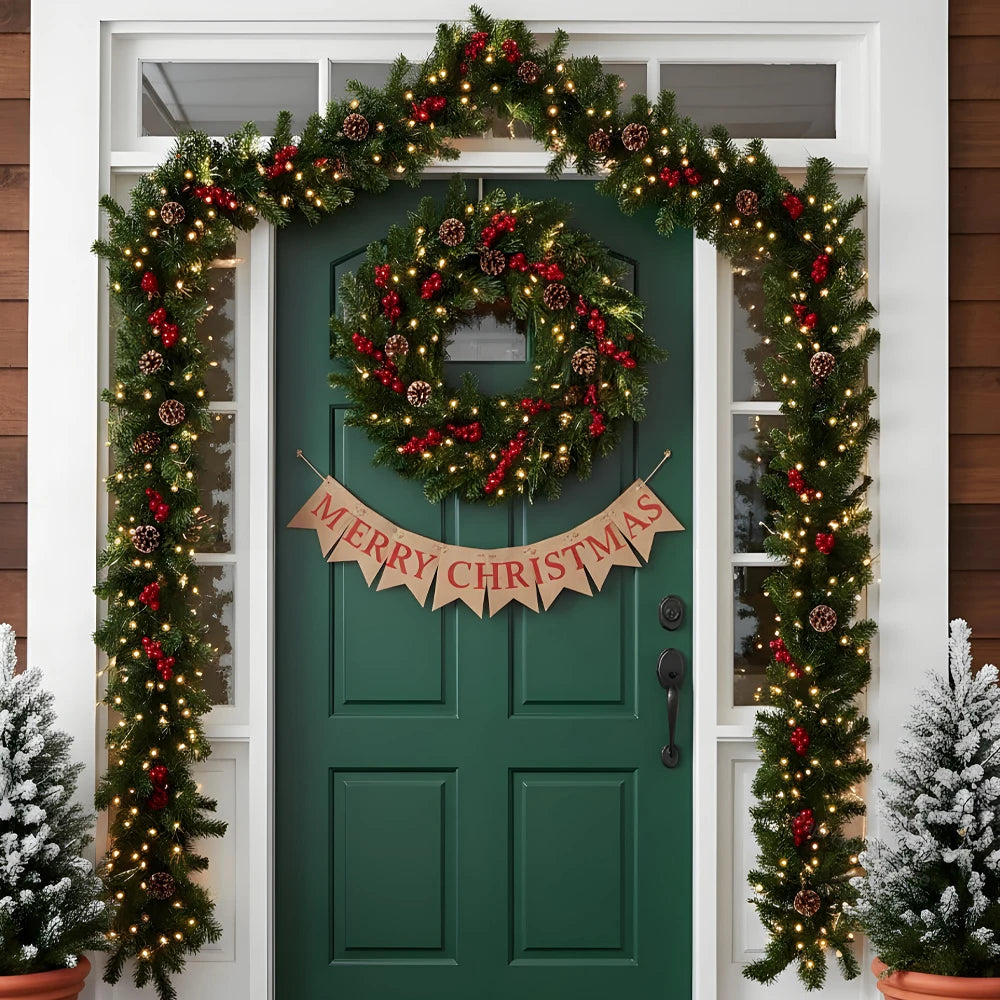 Evergreen Glow 270cm LED Christmas Garland — Pinecones & Red Berries | Seasons Co.