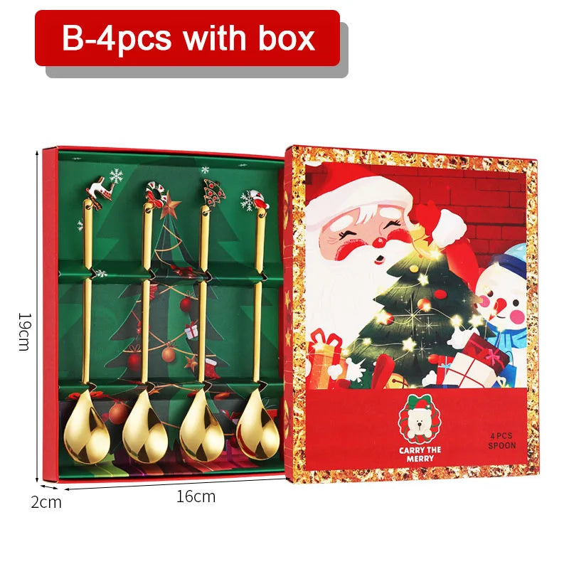 Christmas Coffee Spoon Set – 4 PCS Gold Edition