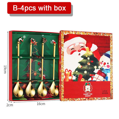 Christmas Coffee Spoon Set – 4 PCS Gold Edition