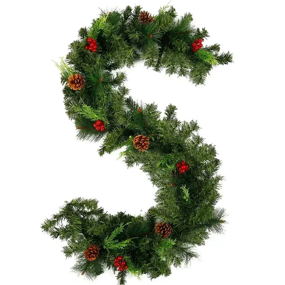 Evergreen Glow 270cm LED Christmas Garland — Pinecones & Red Berries | Seasons Co.