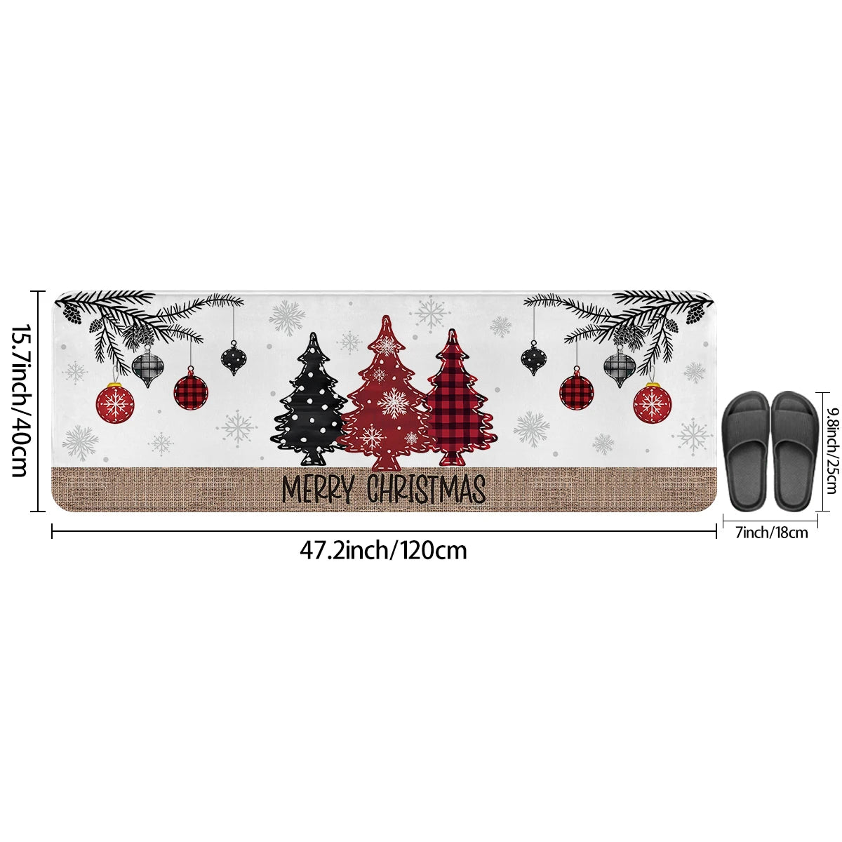 Christmas Kitchen Floor Mat – Tree & Ornament Edition (1 / 2 / 3 pcs)