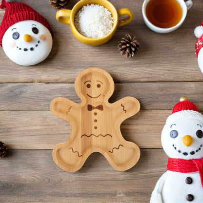 Gingerbread Man Bamboo Serving Tray – Holiday Snack Edition