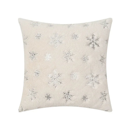 Snowflake Embroidered Cushion Cover – Winter Elegance