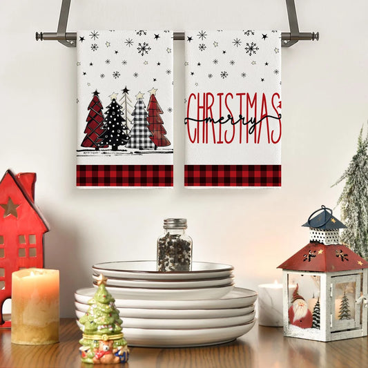Kitchen Towels – Snowman, Snowflake & Tree Edition (Set of 2 / 4)