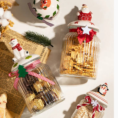 Set of Christmas Glass Cookie Jars – Festive Ceramic Lid Edition | Seasons Co.