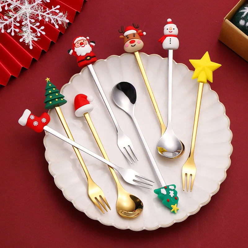 Christmas Gold & Silver Cutlery Set – Elk & Tree Edition