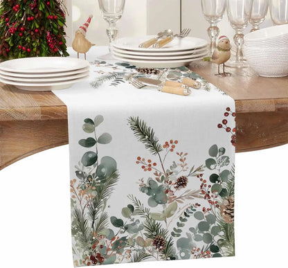 Christmas Botanical Table Runner – Pinecone & Eucalyptus Edition