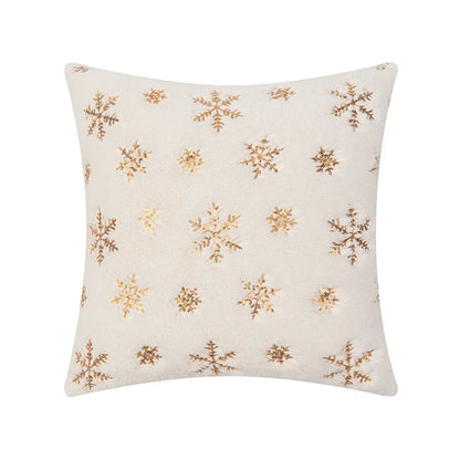 Snowflake Embroidered Cushion Cover – Winter Elegance