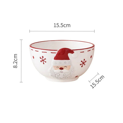 Nordic Ceramic Santa Claus Bowl – Embossed Holiday Edition