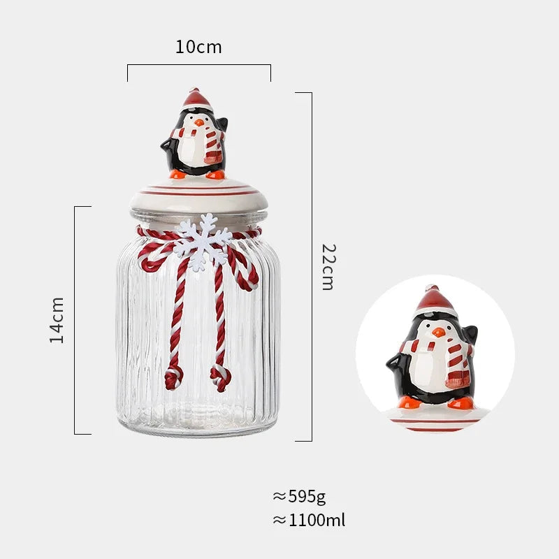 Set of Christmas Glass Cookie Jars – Festive Ceramic Lid Edition | Seasons Co.