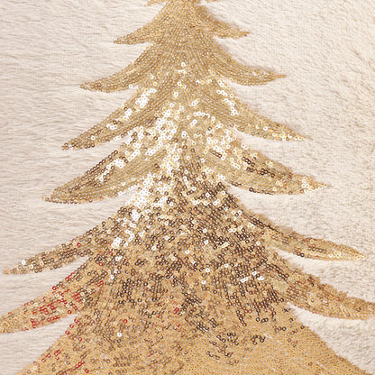 Gold Sequin Christmas Tree Cushion Cover – Holiday Luxe Edition