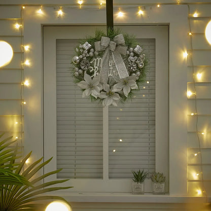 Silver Radiance Christmas Wreath — Elegant Mixed Decoration | Seasons Co.