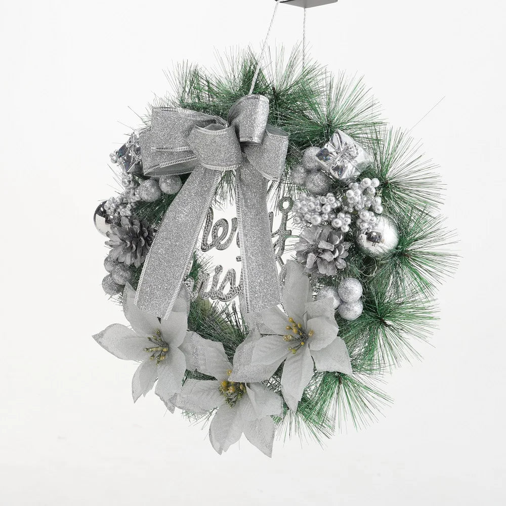 Silver Radiance Christmas Wreath — Elegant Mixed Decoration | Seasons Co.