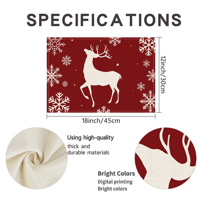 Christmas Placemats – Snowflake & Reindeer Edition (Set of 1 / 4 / 6)