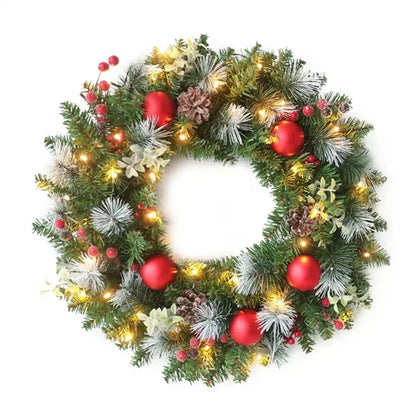 Everpine Glow LED Christmas Wreath — Pinecones & Red Berries | Seasons Co.