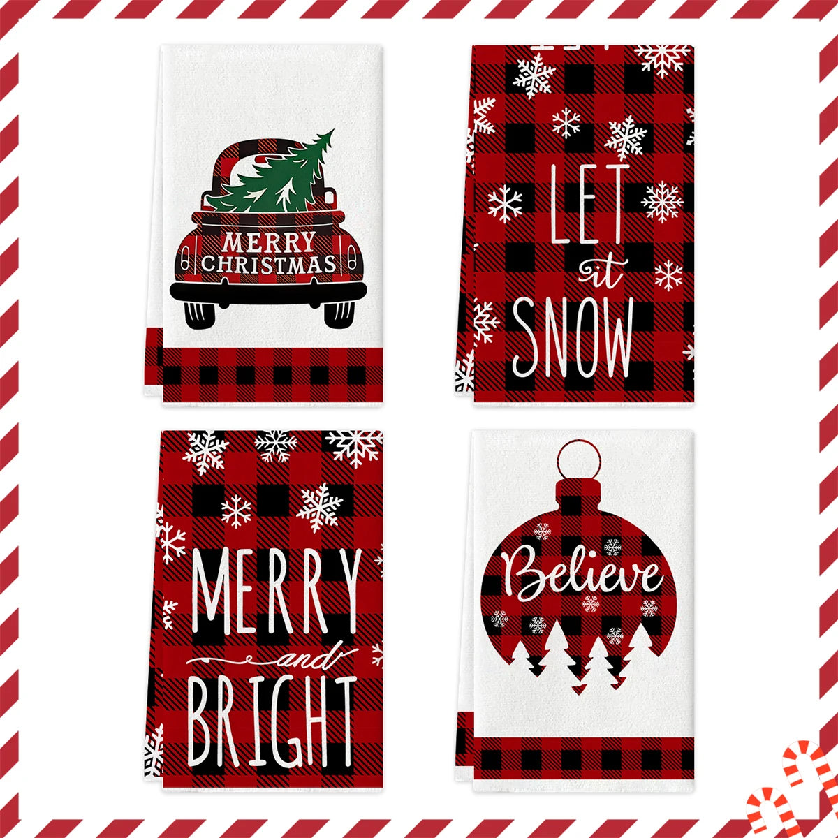 Kitchen Towels – Tree, Truck & Ornament Edition (Set of 2 / 4)