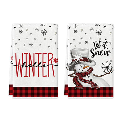 Kitchen Towels – Snowman, Snowflake & Tree Edition (Set of 2 / 4)