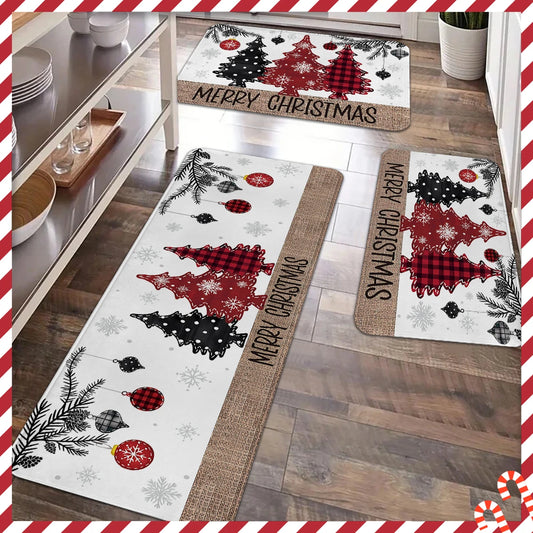 Christmas Kitchen Floor Mat – Tree & Ornament Edition (1 / 2 / 3 pcs)