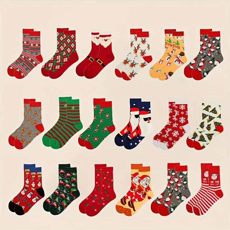 Christmas Socks Set – Santa, Reindeer & Snowman Edition (5 / 10 Pairs)