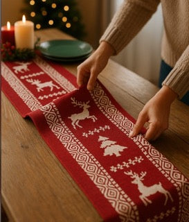 Chemin de table Flocons de neige de Noël – Jacquard Édition Hiver