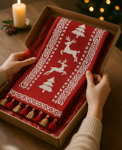 Chemin de table Flocons de neige de Noël – Jacquard Édition Hiver