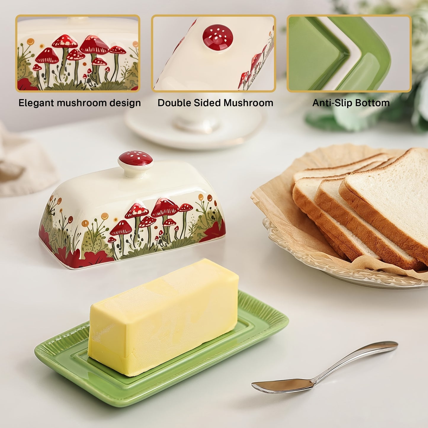 Christmas Ceramic Butter Dish – Reindeer & Santa Edition | Seasons Co.