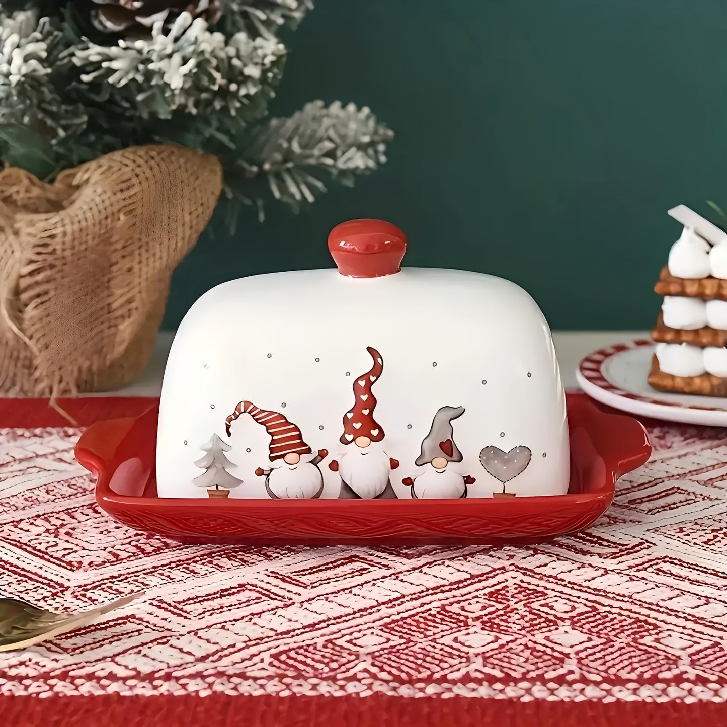 Christmas Ceramic Butter Dish – Reindeer & Santa Edition | Seasons Co.